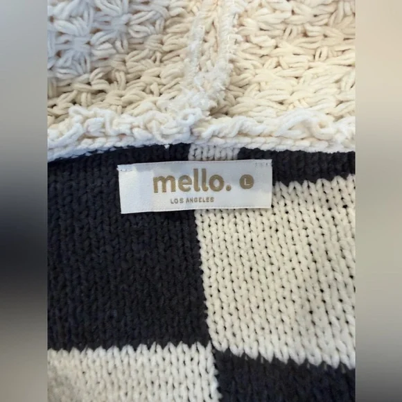 NWOT Mello Brand Hooded Checkered Sweater Sz L - Picture 5 of 16